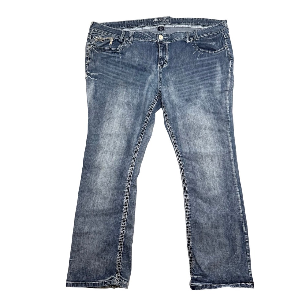 Amethyst Jeans Womens 24 Blue Bootcut Embellished Flap Pocket Denim Pants 94786